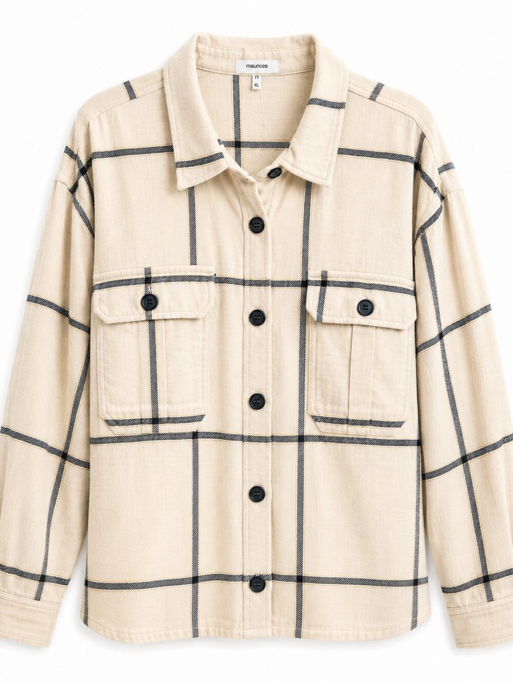 Maurices Cream Flannel Shirt Size XXL
